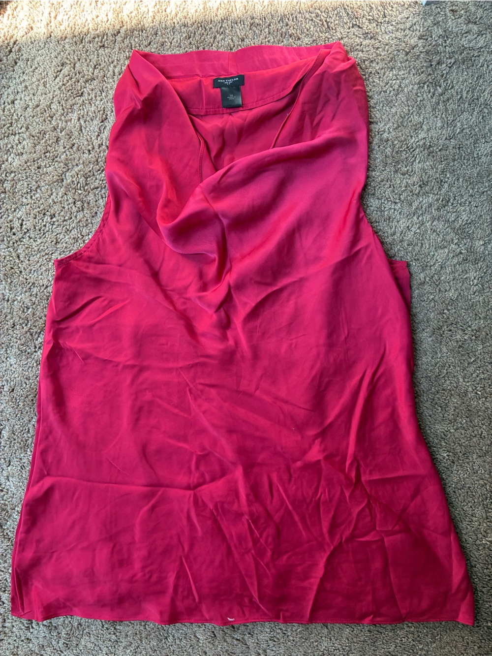 Ann Taylor Sleeveless Cowl Neck Top in Fuchsia Pink